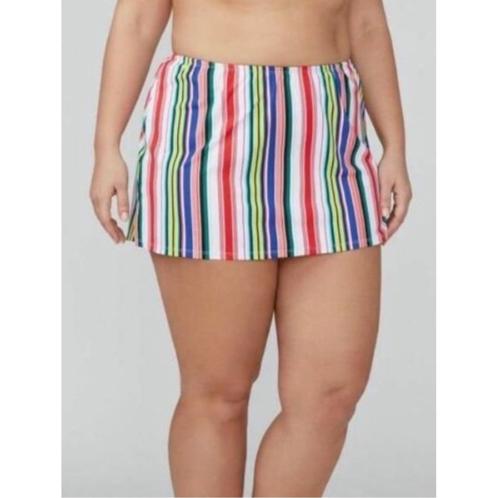 Swim by Cacique side slit striped swim skirt beach coastal‎